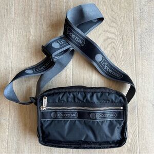 LeSportsac Black Crossbody Bag with Gray Strap